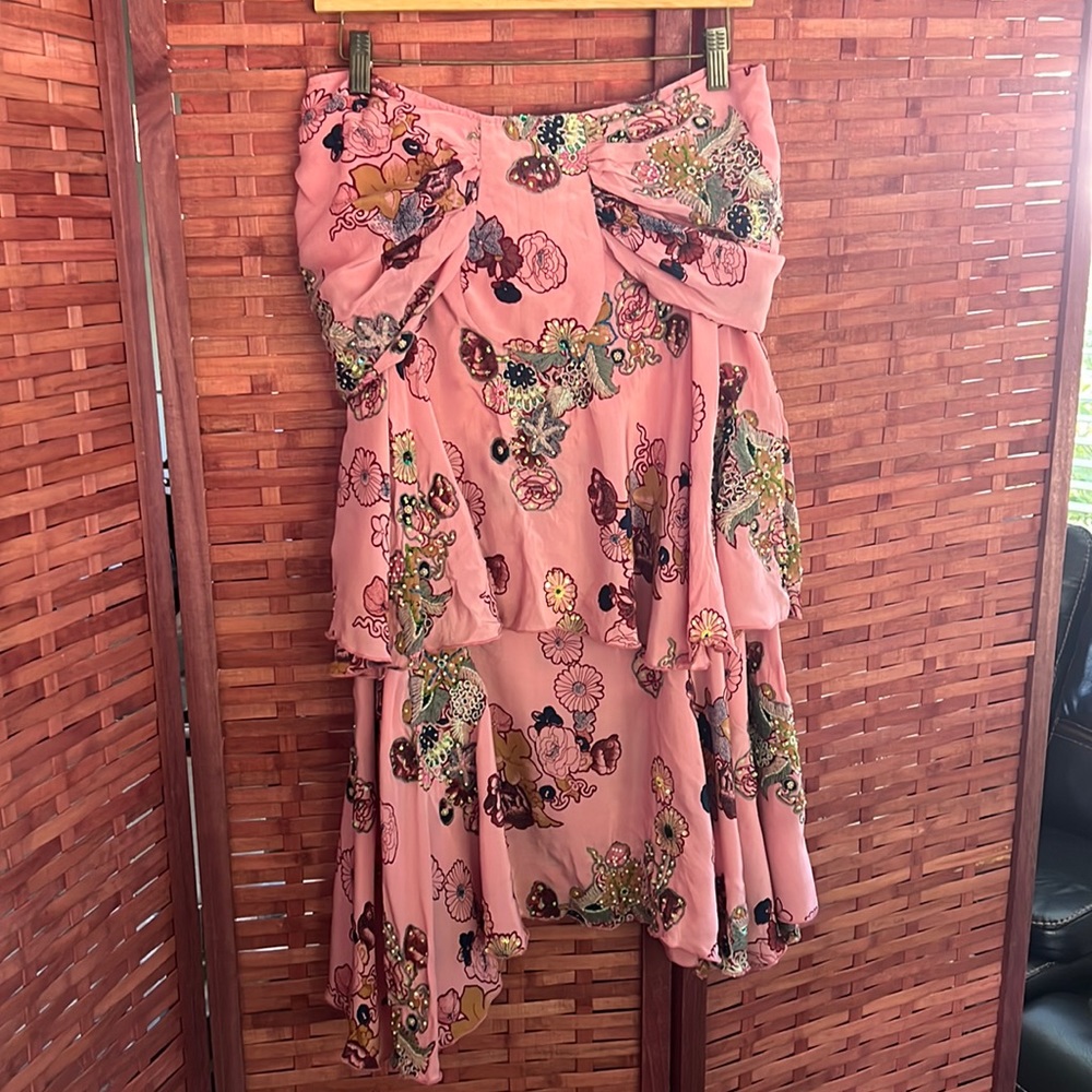 Trelise Cooper Pink Silk Sleeveless Dress w/ Embroidery & Beading Size 6
